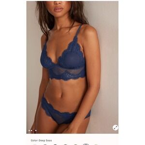 NWT Free People Fiona Lingerie Set 2 Piece Lace Sheer Bralette XS /Thong S